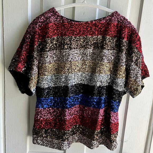 GAP Sequin Striped Boxy Fit Top - Picture 6 of 8